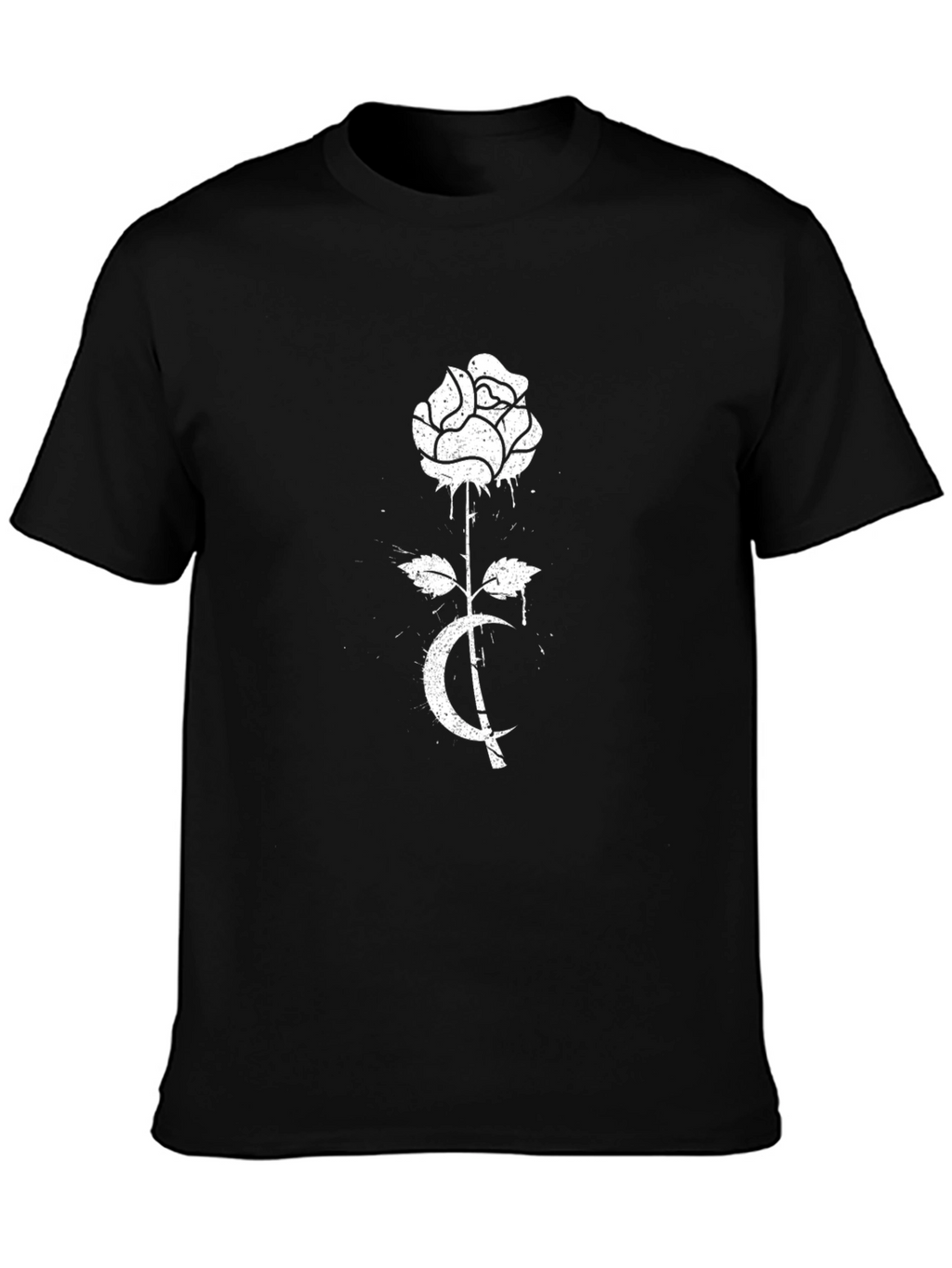 Rose & Crescent Graphic Tee - Black Cotton Blend