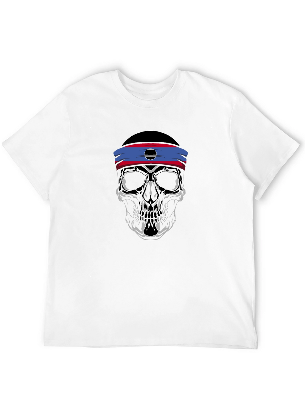 Skull Headband Graphic Tee - Mens Black T-Shirt