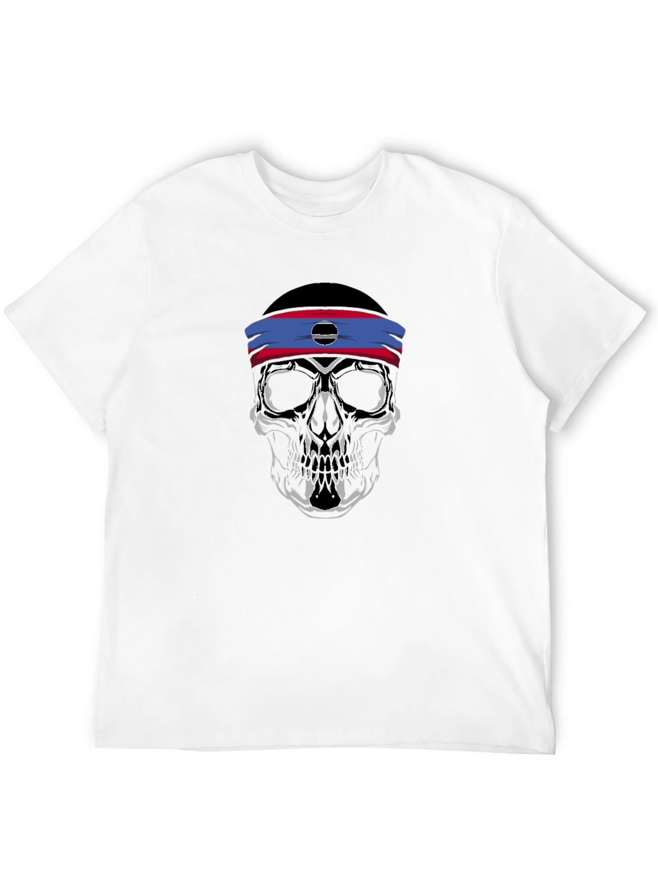 Skull Headband Graphic Tee - Mens Black T-Shirt