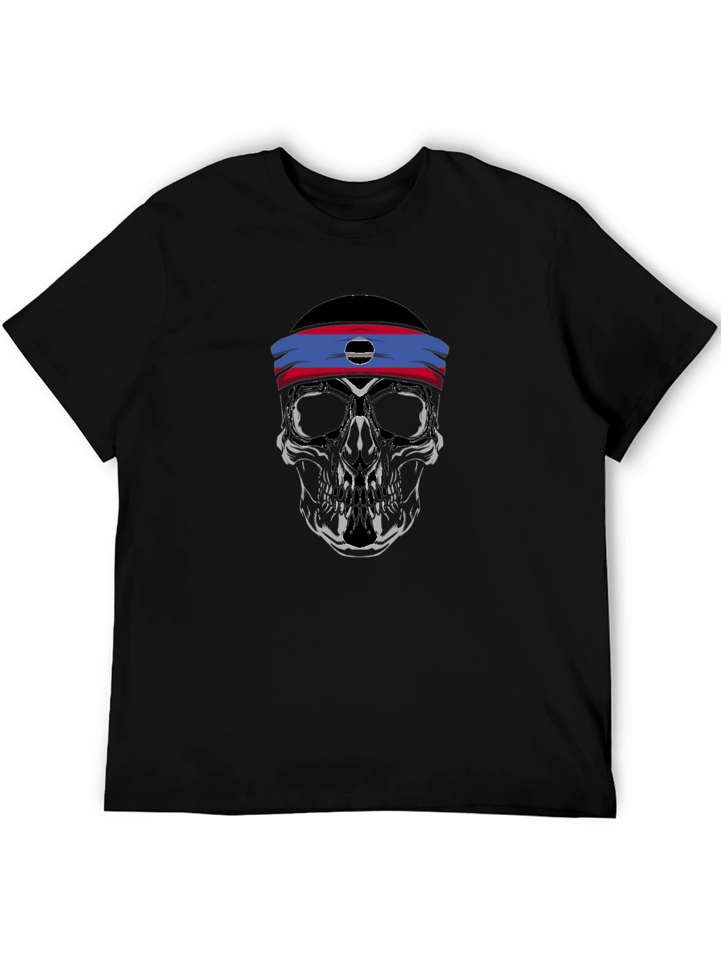Skull Headband Graphic Tee - Mens Black T-Shirt