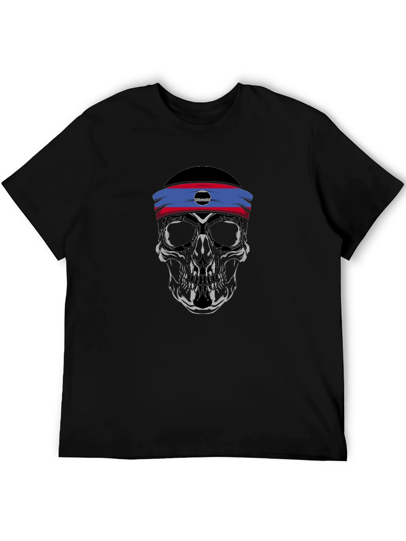 Skull Headband Graphic Tee - Mens Black T-Shirt