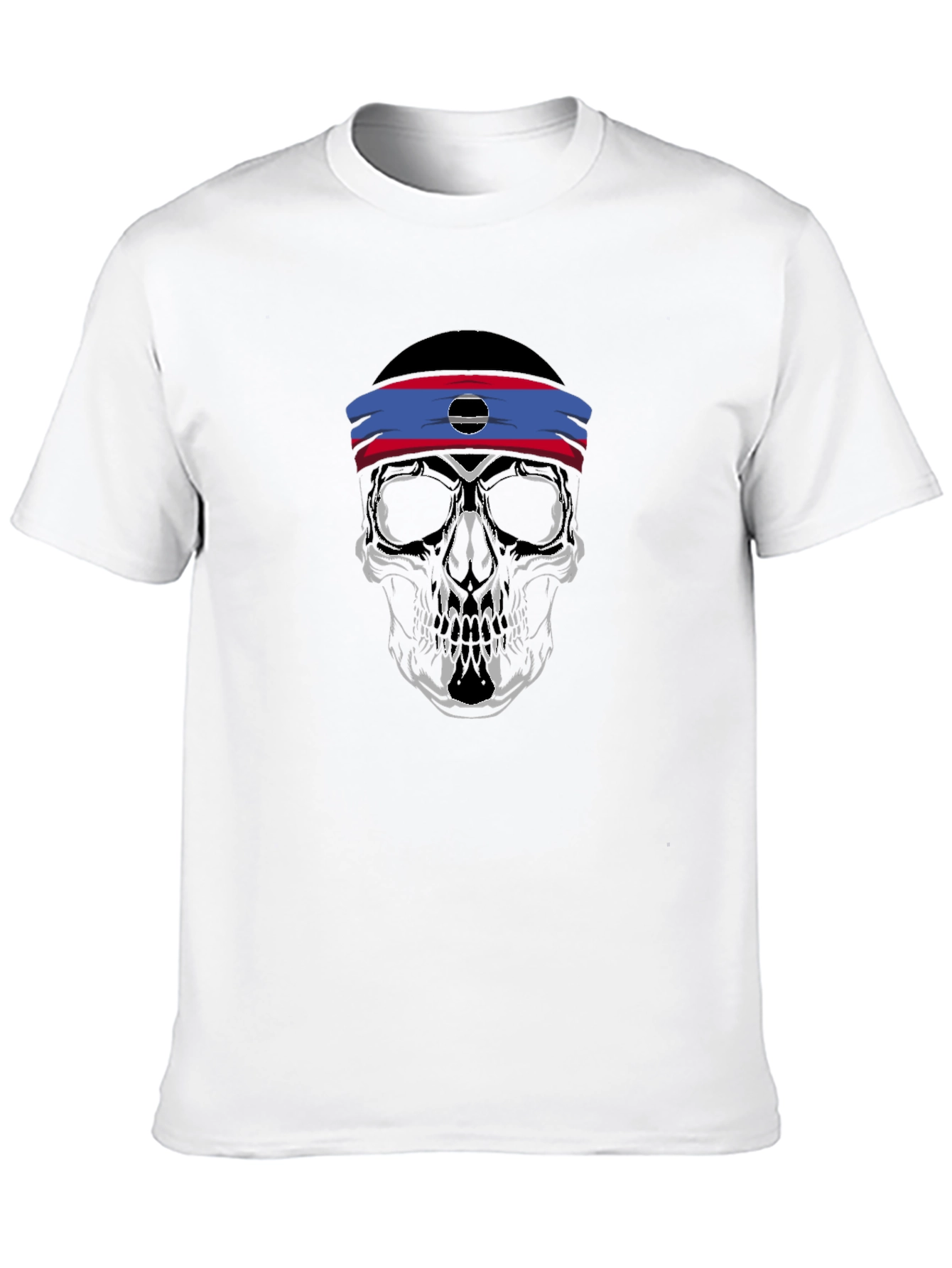 Skull Headband Graphic Tee - Mens Black T-Shirt