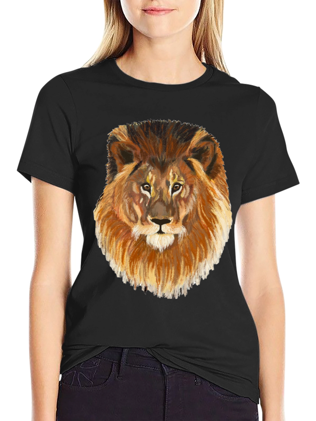 Lion Graphic Tee - Black Cotton Blend
