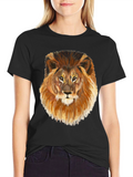 Lion Graphic Tee - Black Cotton Blend