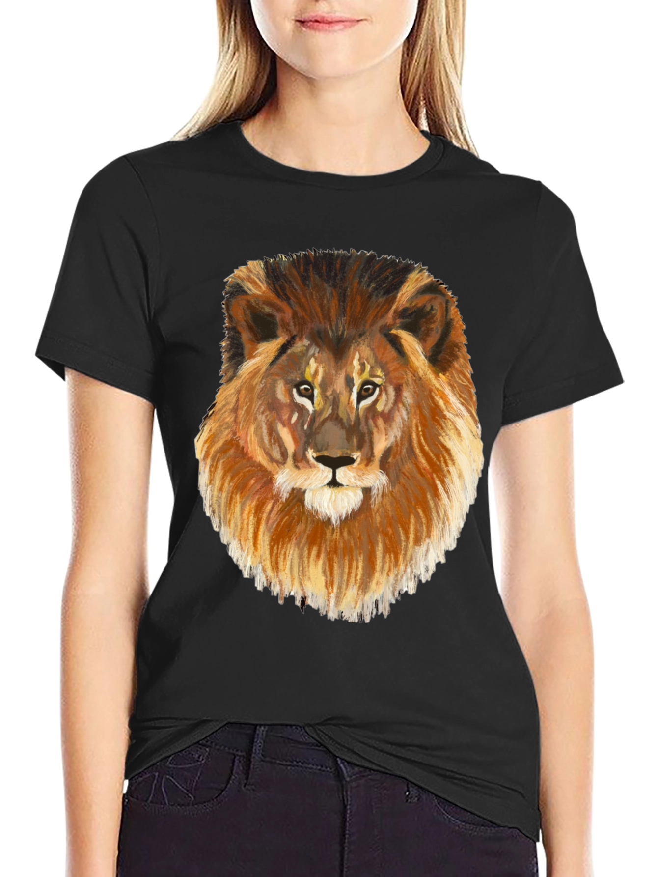 Lion Graphic Tee - Black Cotton Blend
