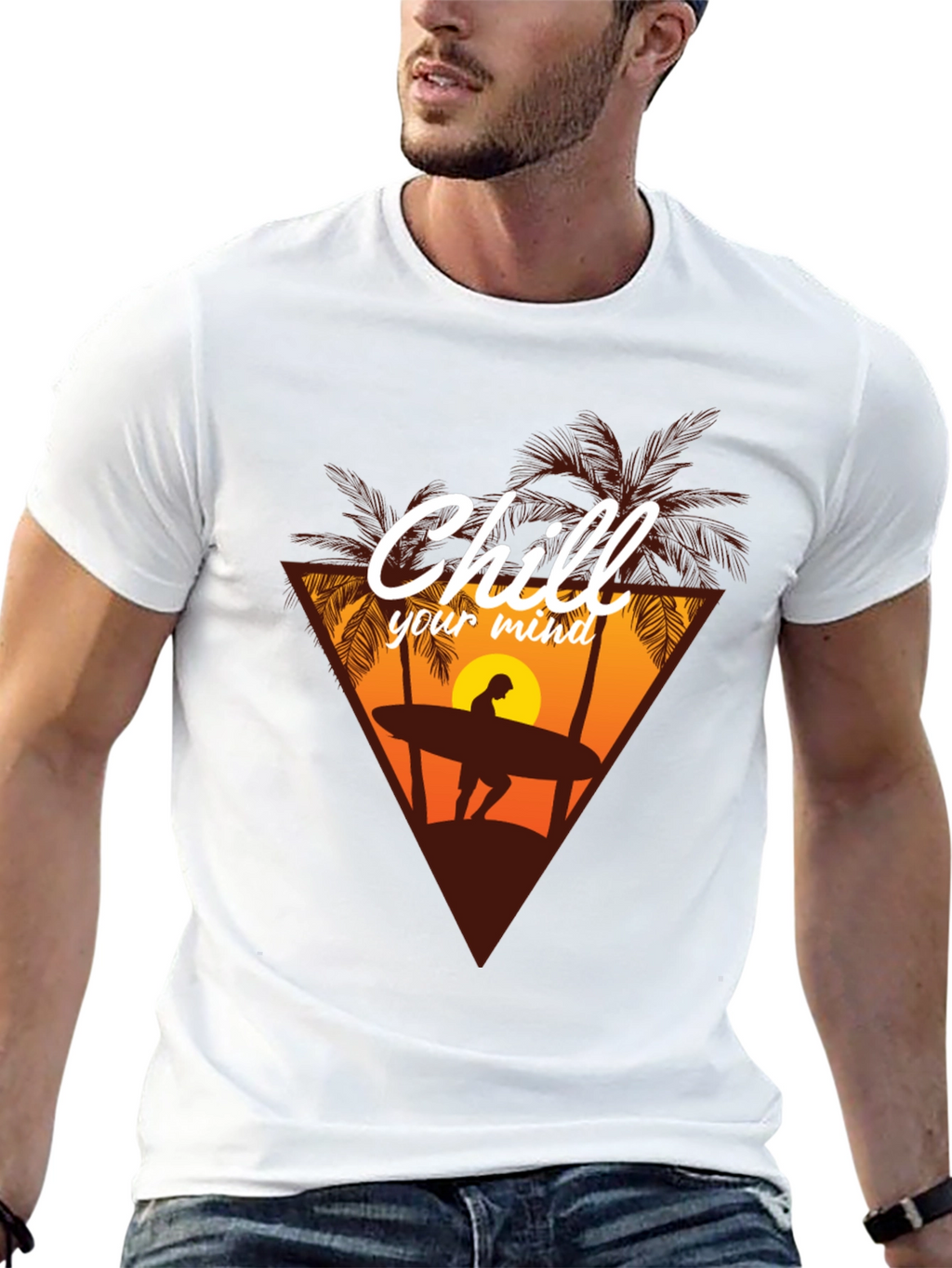 Chill Your Mind Graphic T-Shirt - Surfer Design