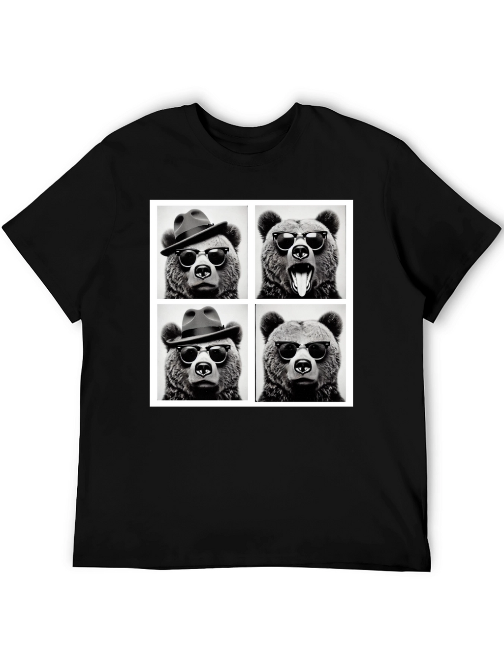 Cool Bear Collage Graphic Tee - Black