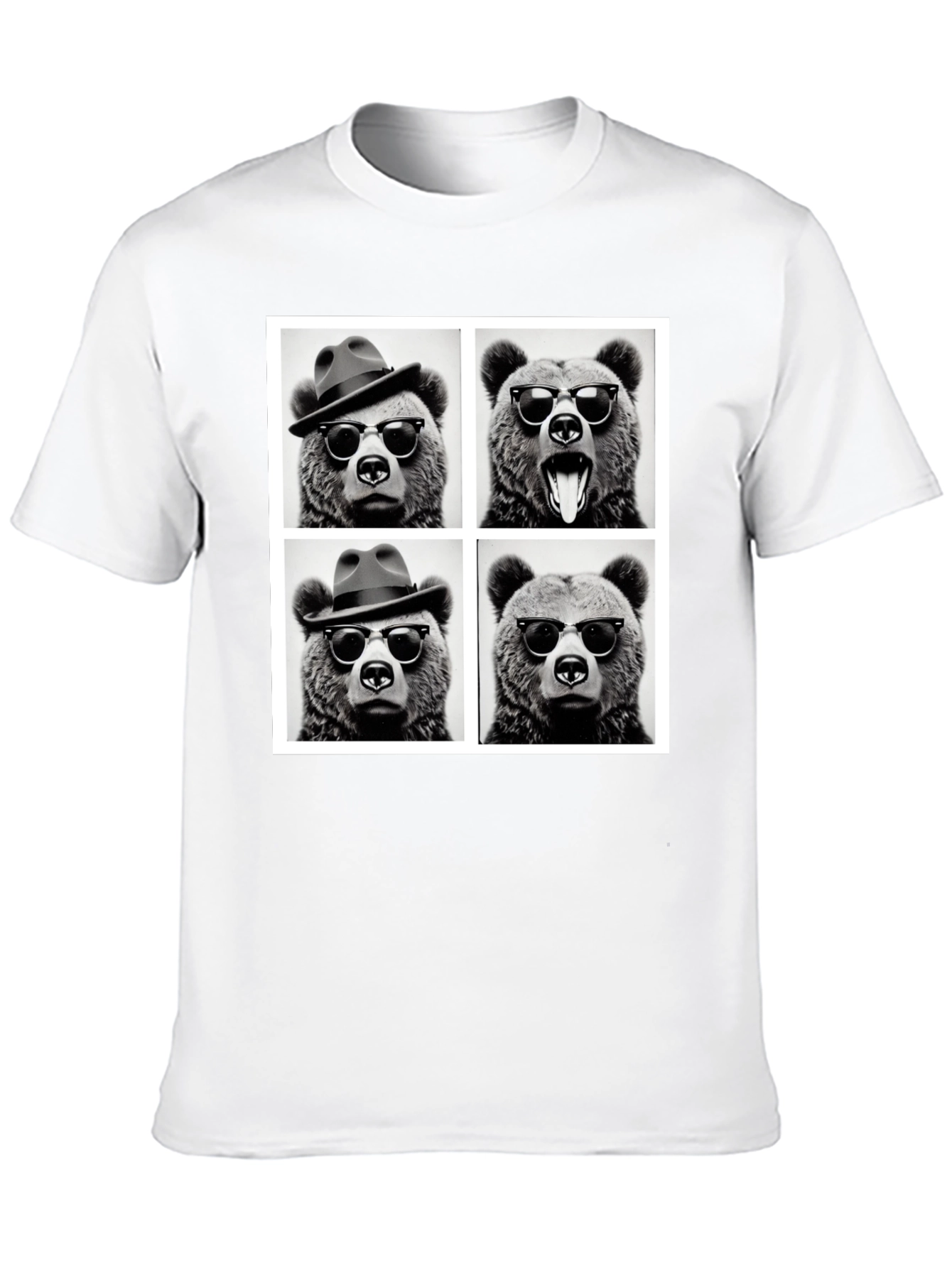 Cool Bear Collage Graphic Tee - Black