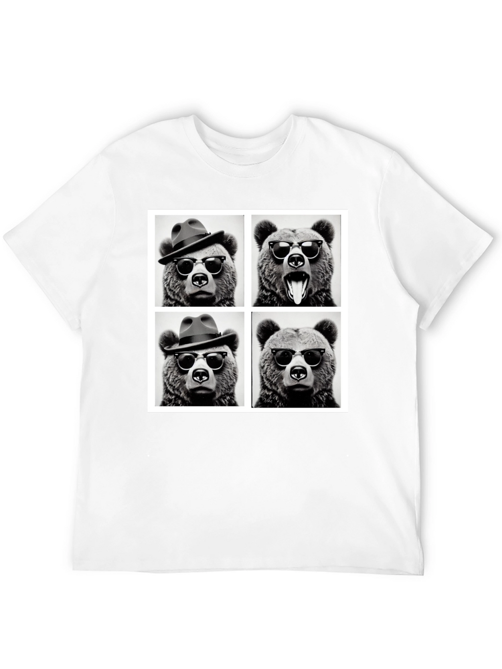 Cool Bear Collage Graphic Tee - Black