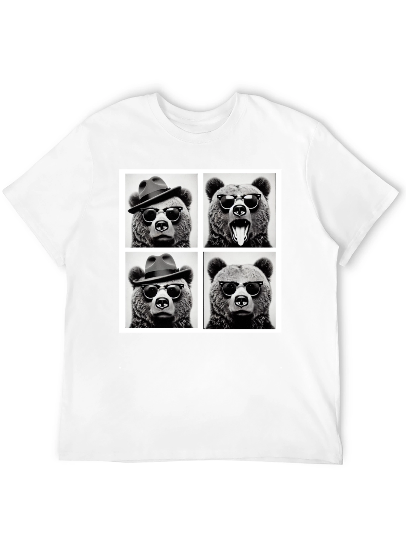 Cool Bear Collage Graphic Tee - Black