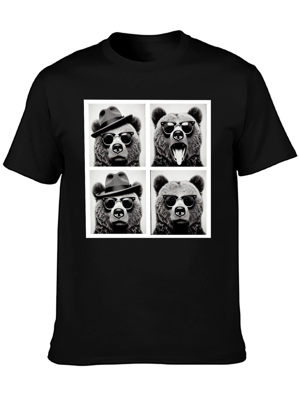 Cool Bear Collage Graphic Tee - Black