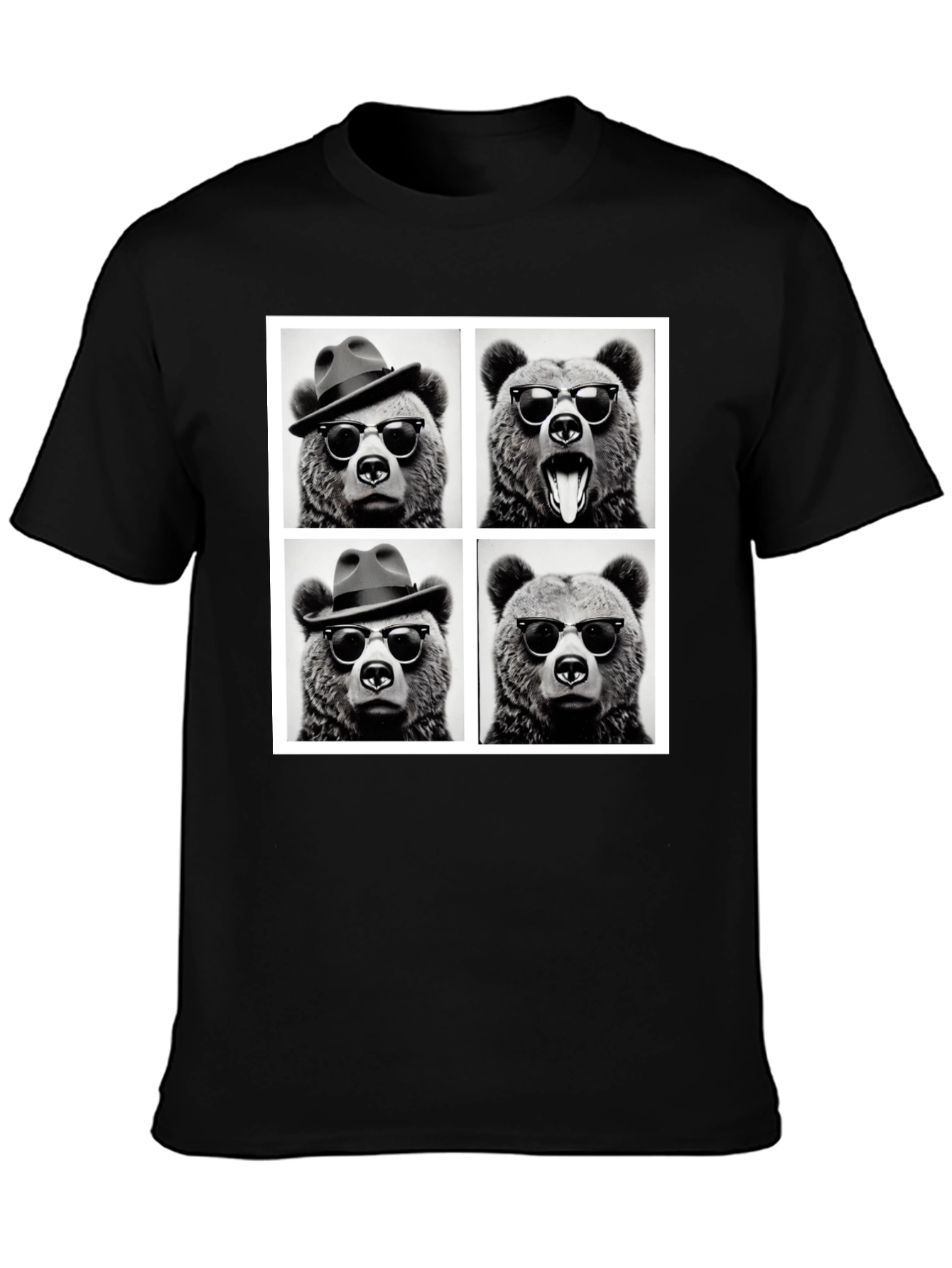Cool Bear Collage Graphic Tee - Black