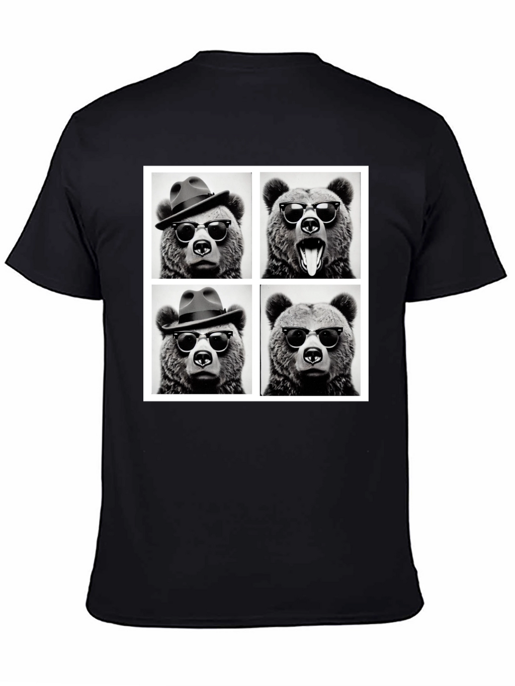 Cool Bear Collage Graphic Tee - Black