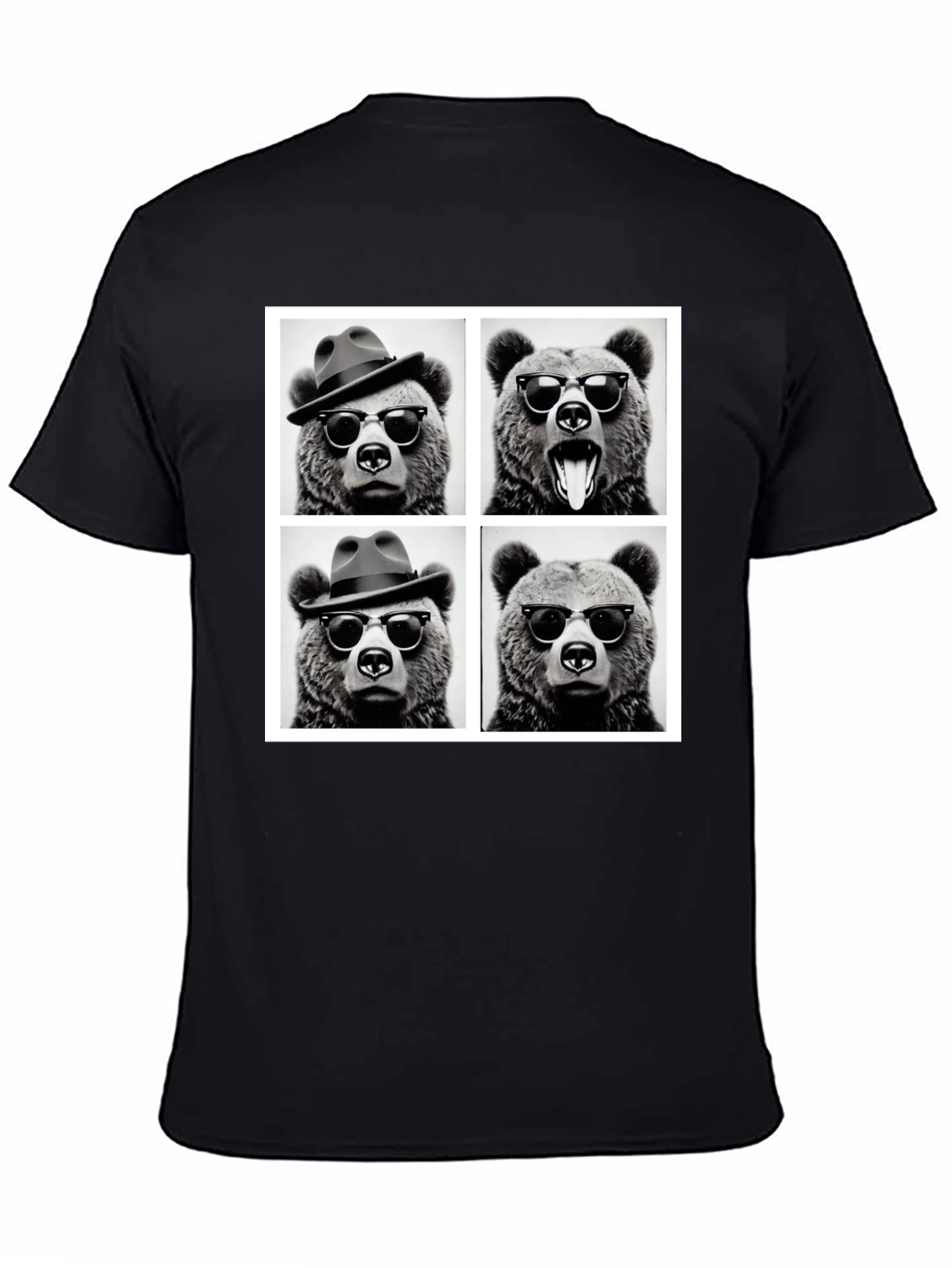 Cool Bear Collage Graphic Tee - Black