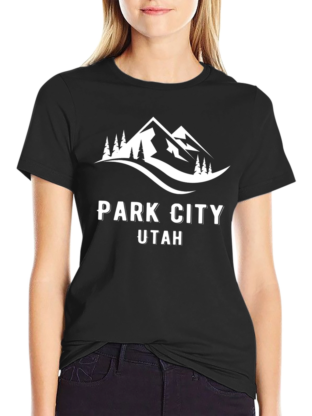 Park City Utah Black T-Shirt with Mountain Design