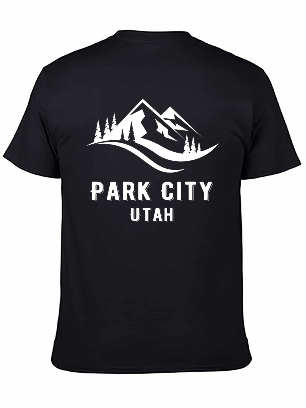 Park City Utah Black T-Shirt with Mountain Design