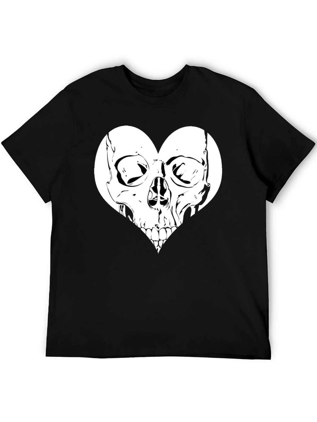 Skull Heart Graphic Tee - Black Cotton T-Shirt