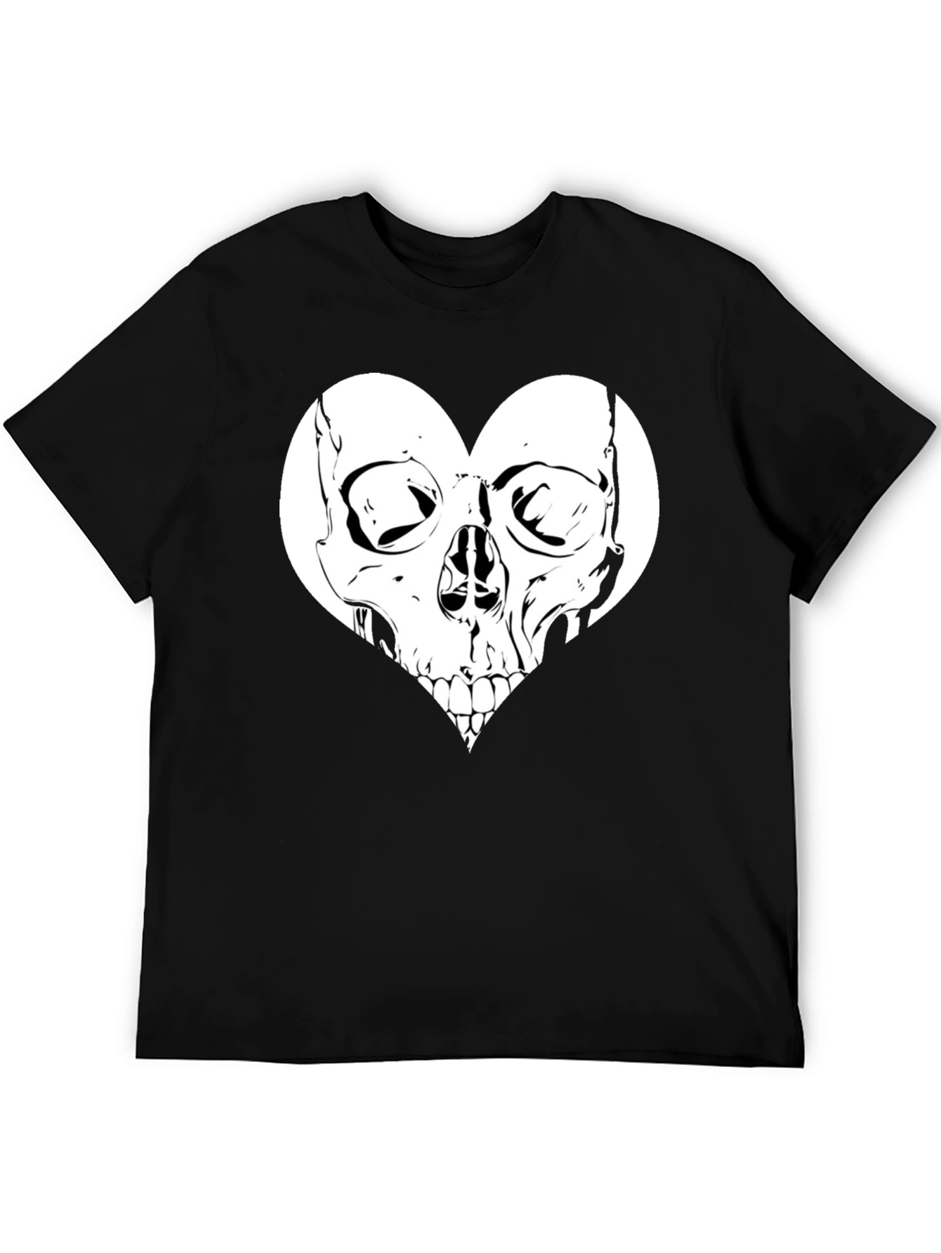 Skull Heart Graphic Tee - Black Cotton T-Shirt