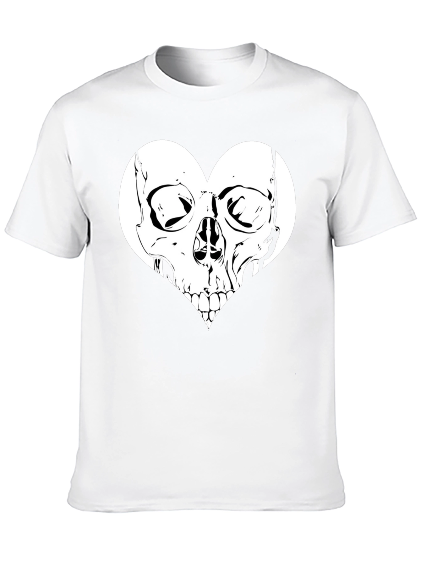 Skull Heart Graphic Tee - Black Cotton T-Shirt