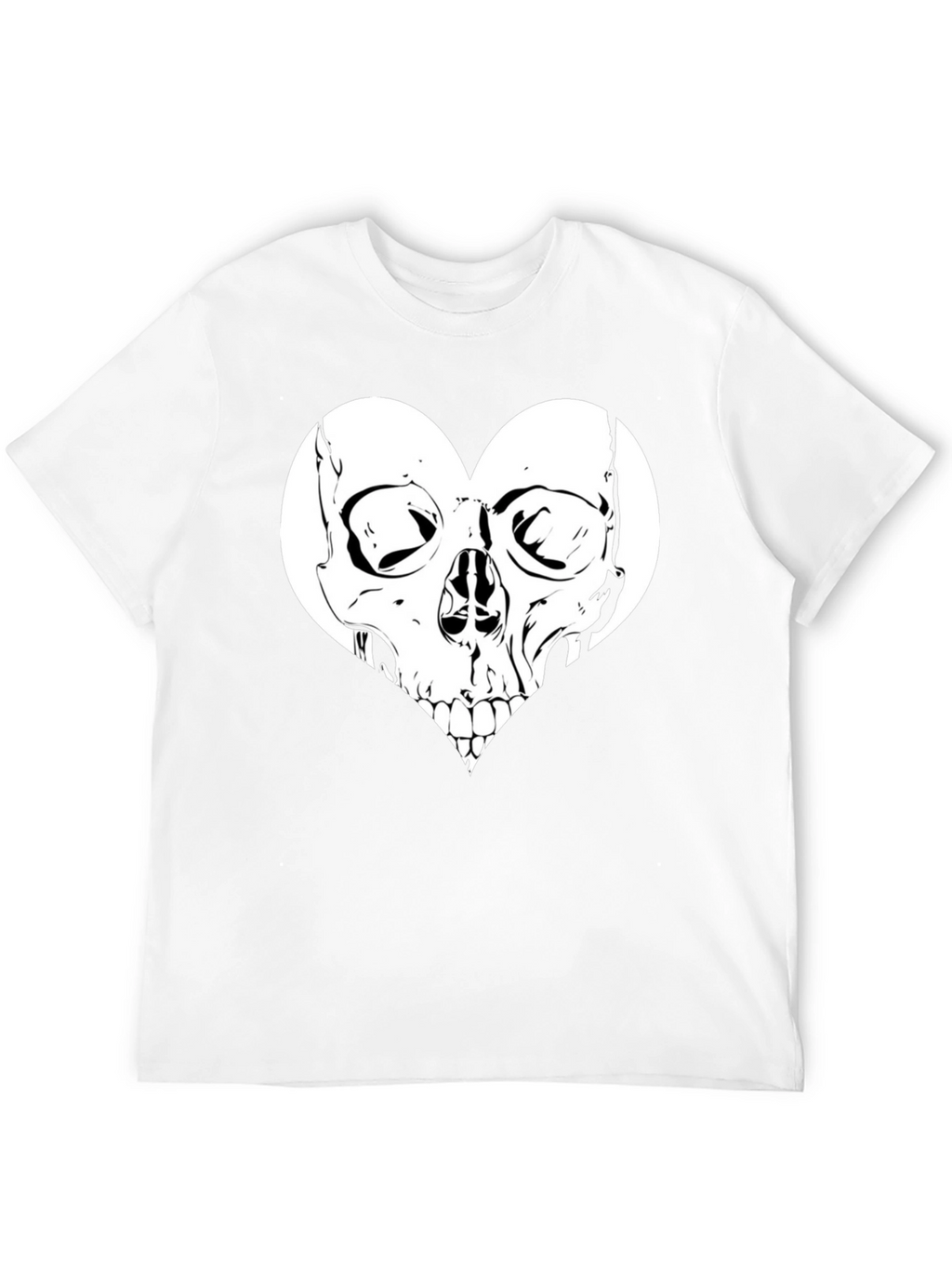 Skull Heart Graphic Tee - Black Cotton T-Shirt