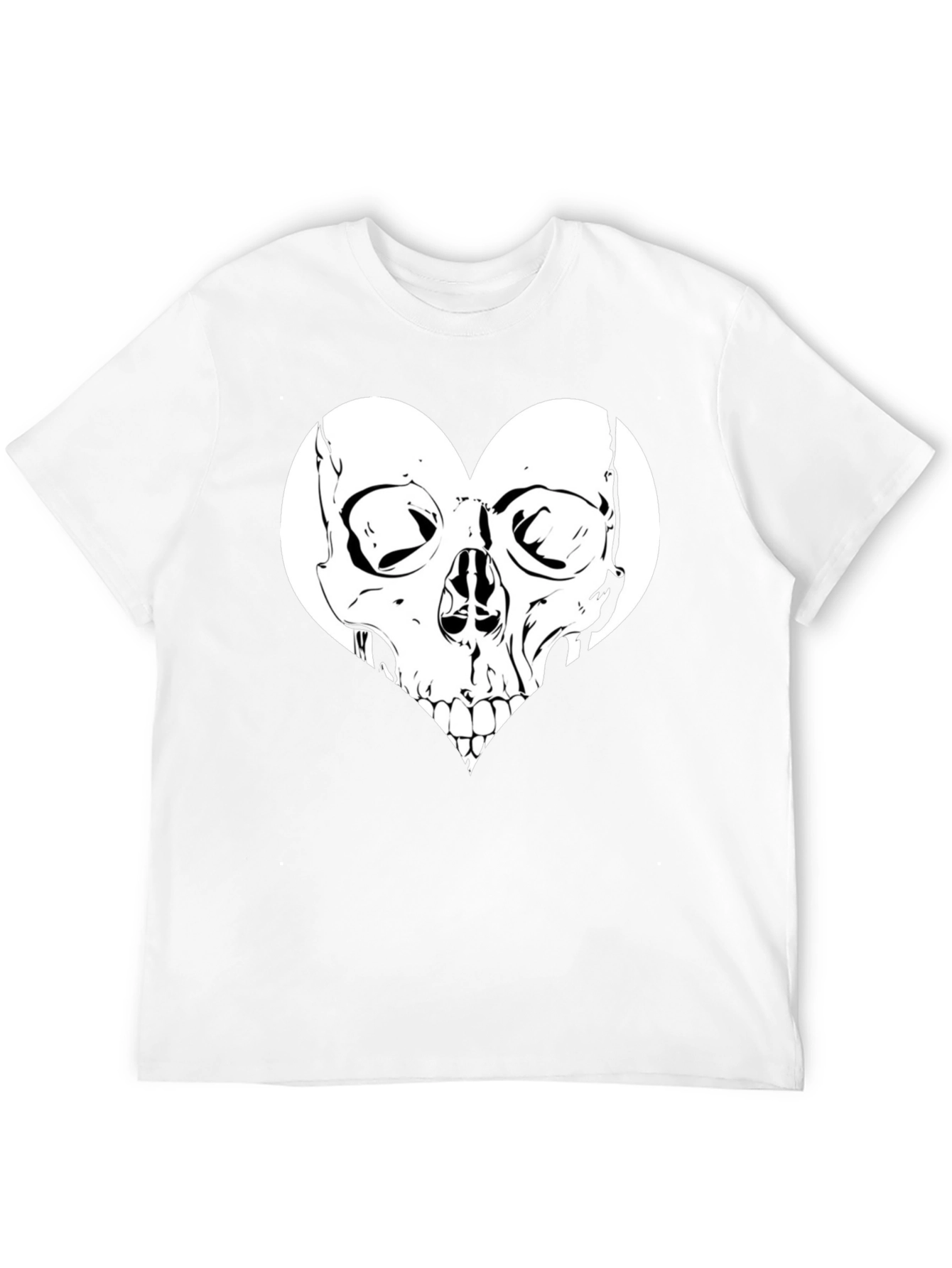 Skull Heart Graphic Tee - Black Cotton T-Shirt