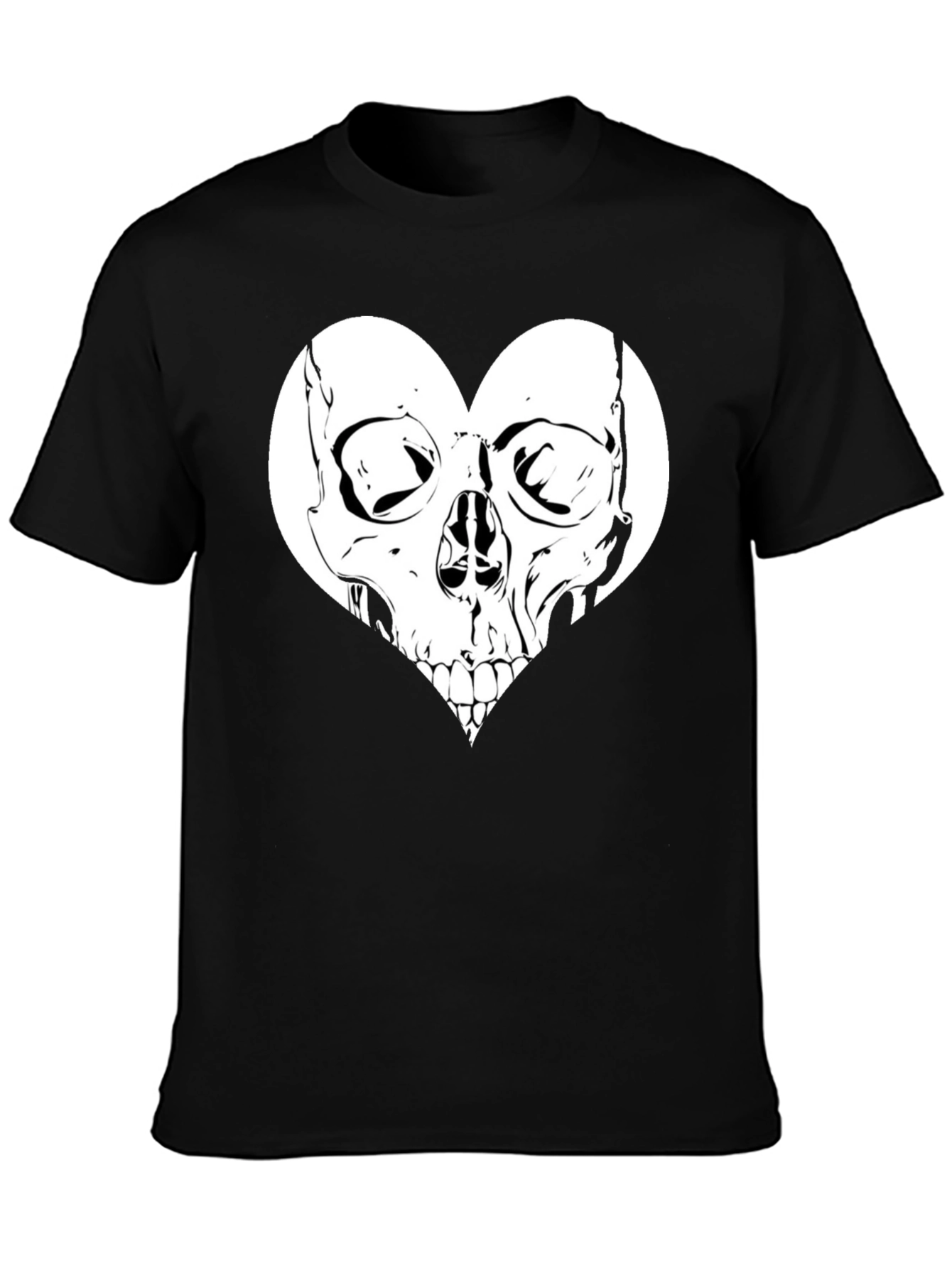Skull Heart Graphic Tee - Black Cotton T-Shirt