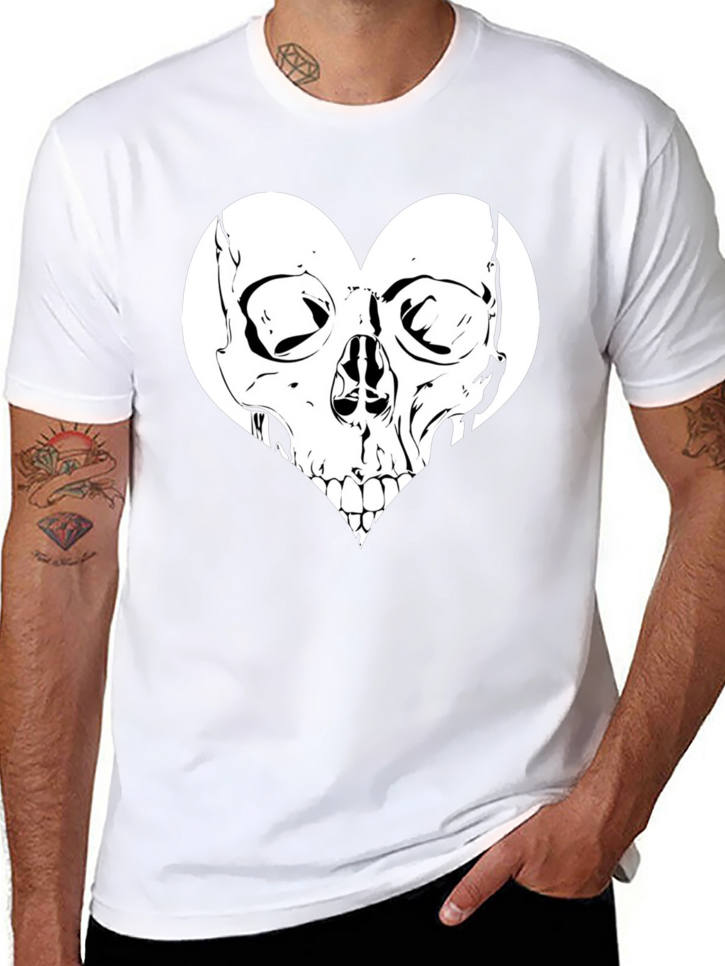 Skull Heart Graphic Tee - Black Cotton T-Shirt