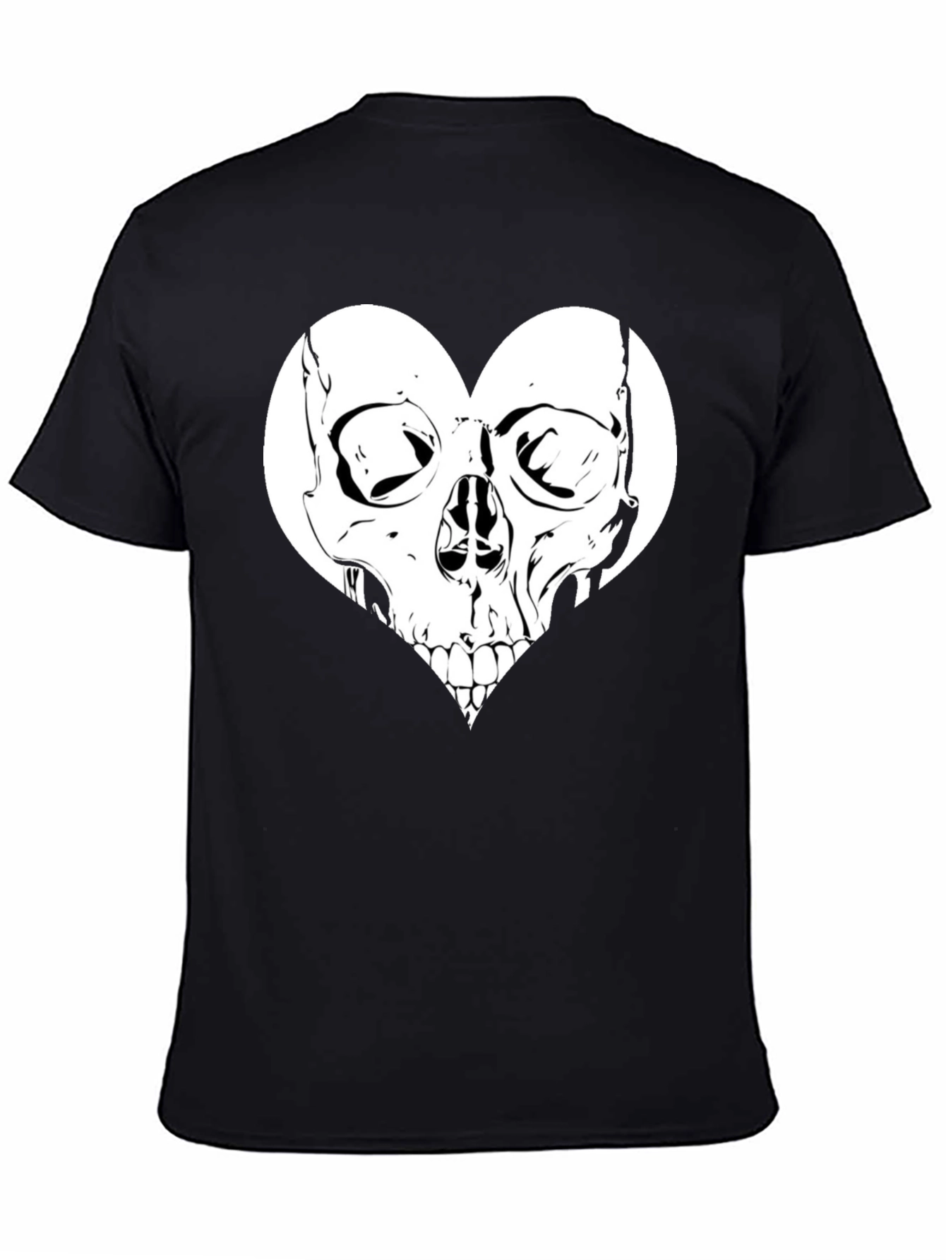 Skull Heart Graphic Tee - Black Cotton T-Shirt