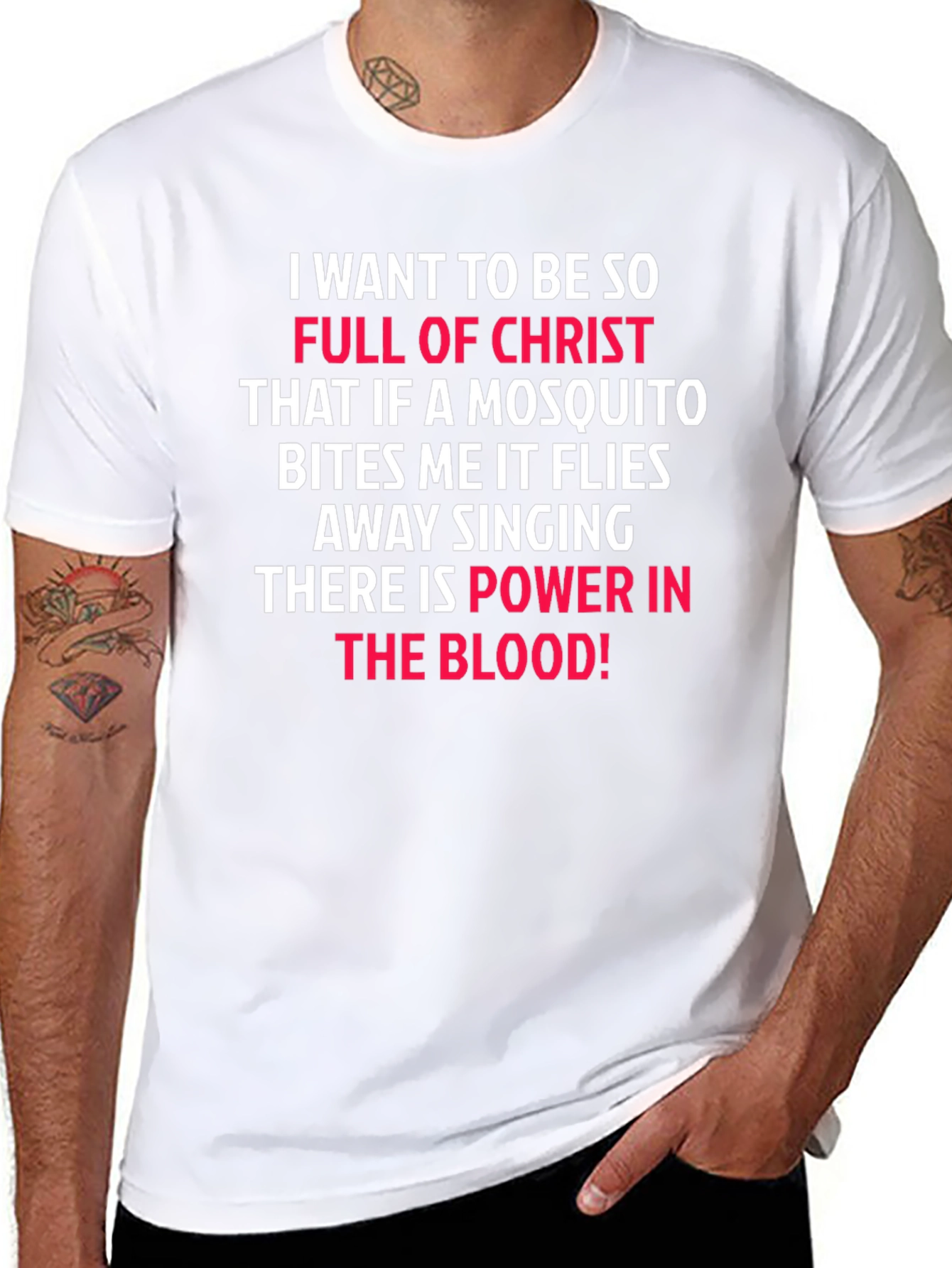 Christian T-Shirt: Mosquito Bites & Power in the Blood