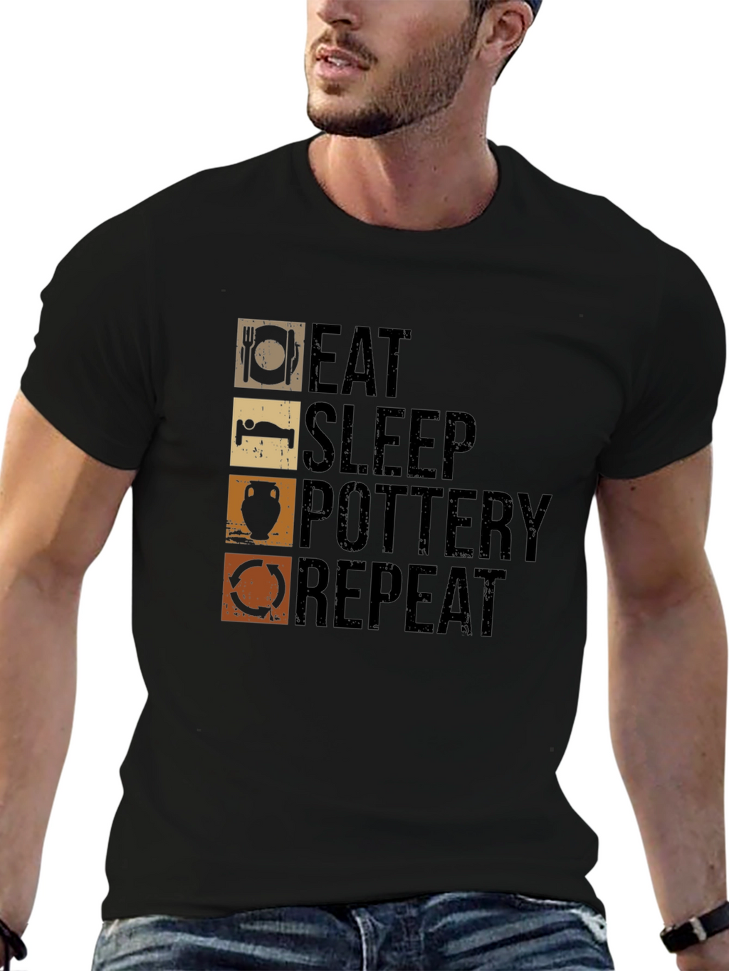 Eat Sleep Pottery Repeat Graphic Tee
