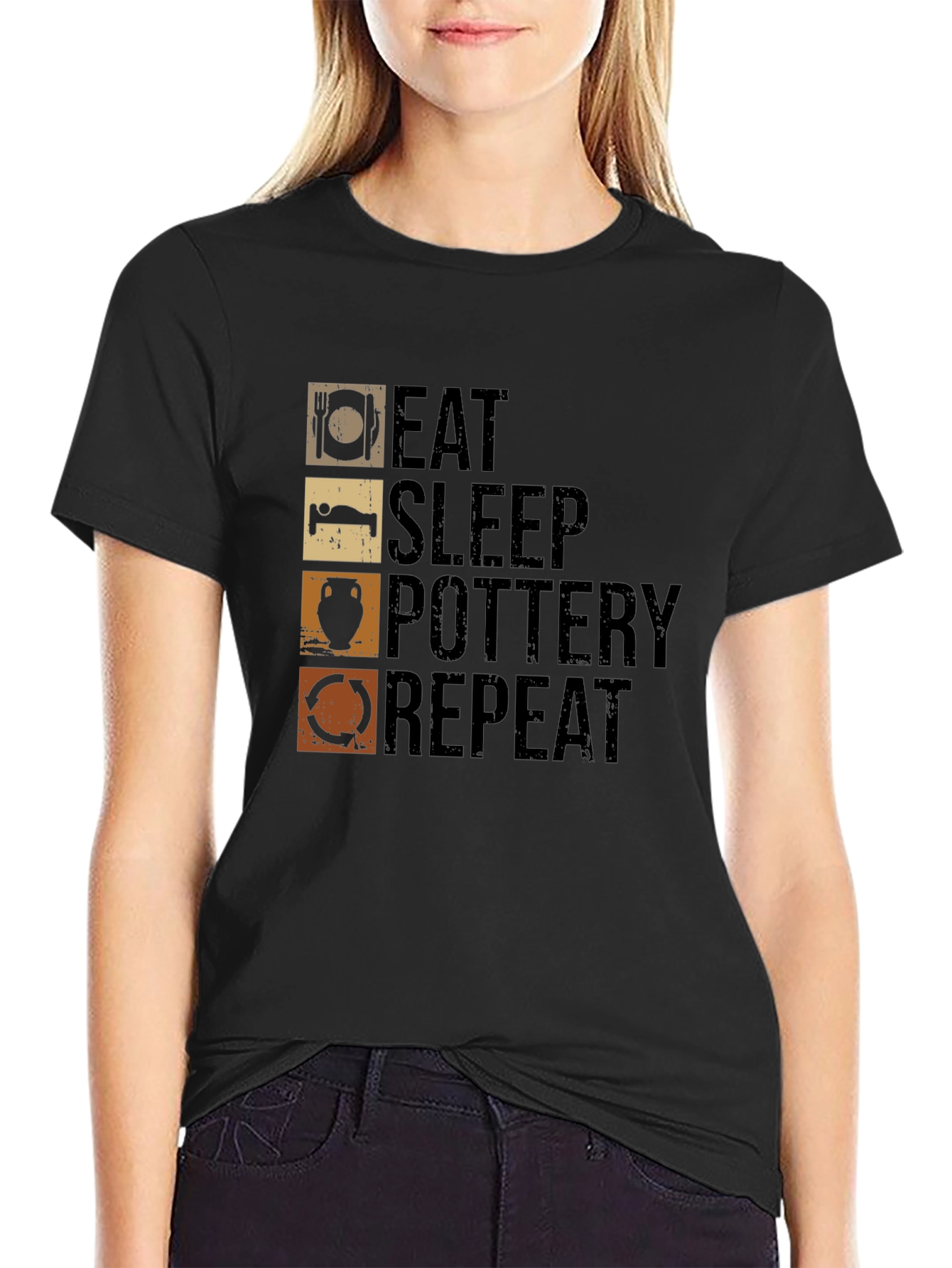 Eat Sleep Pottery Repeat Graphic Tee