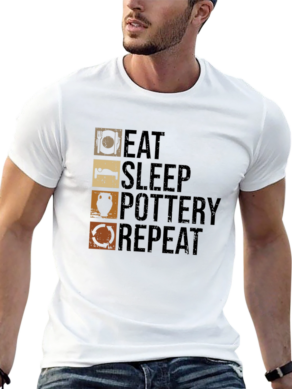 Eat Sleep Pottery Repeat Graphic Tee