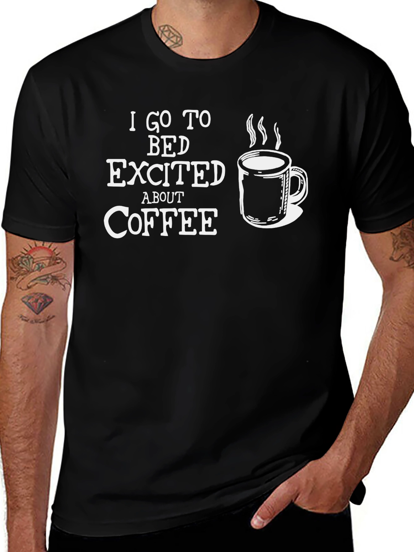 Coffee Lovers Graphic Tee - I Go to Bed Excited About Coffee
