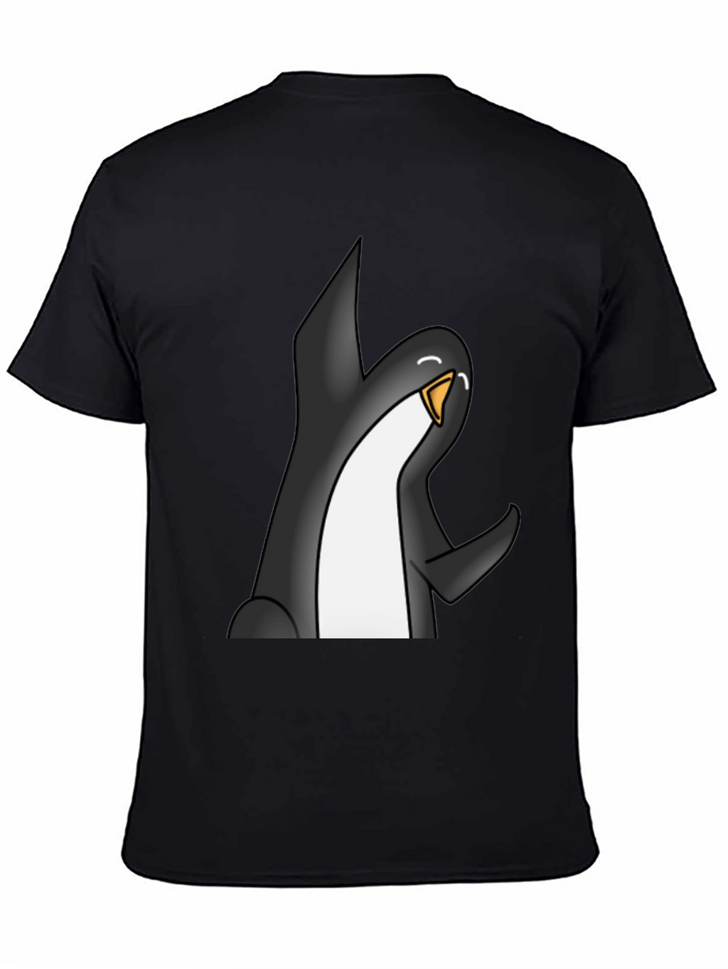 Cartoon Penguin Graphic Tee - Black Casual T-Shirt