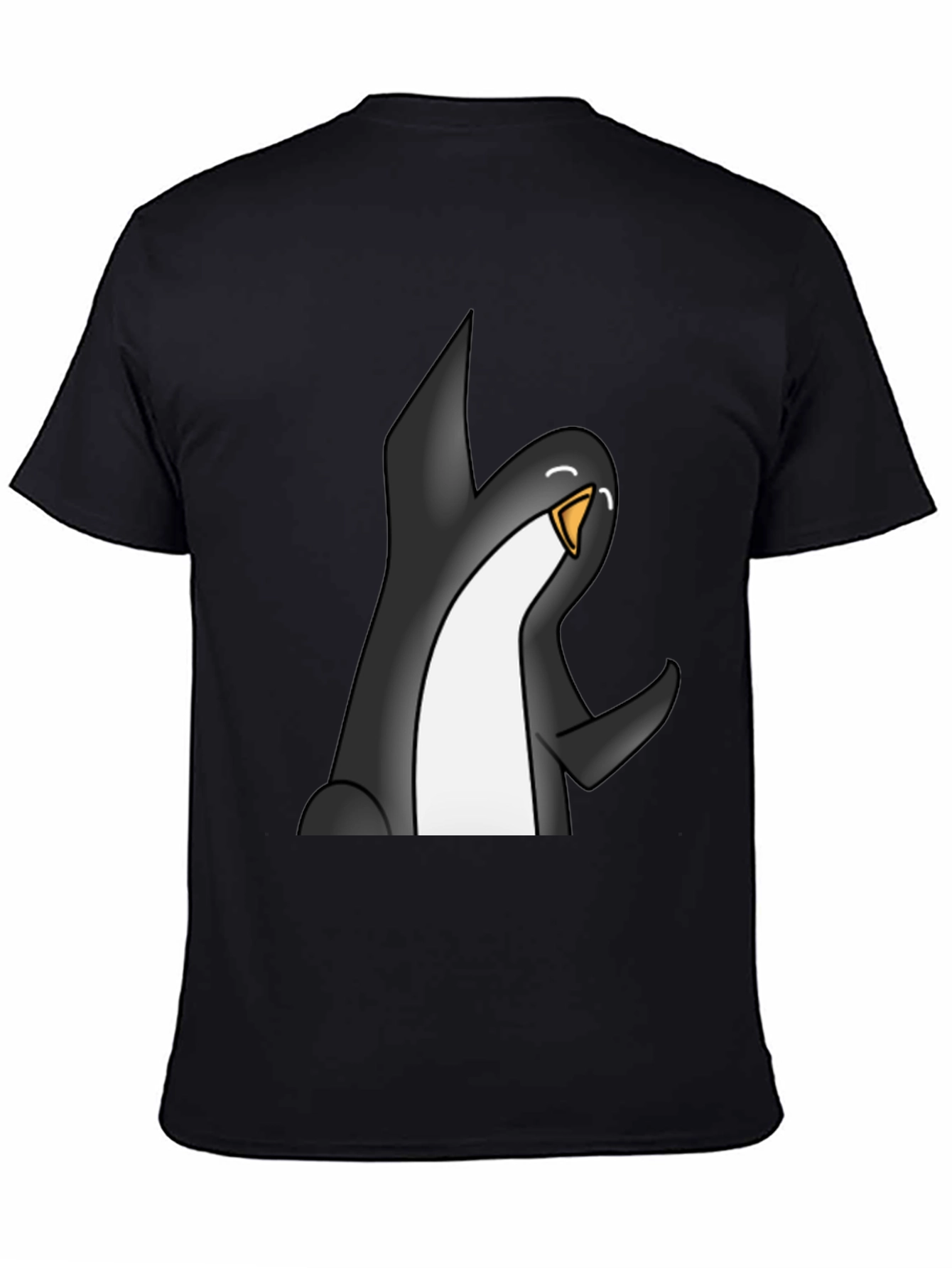 Cartoon Penguin Graphic Tee - Black Casual T-Shirt