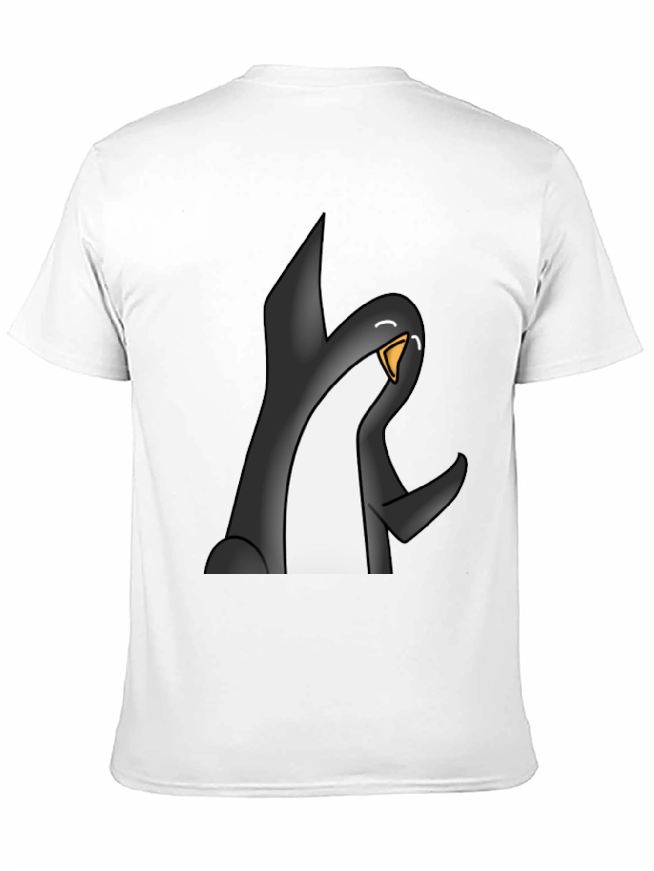 Cartoon Penguin Graphic Tee - Black Casual T-Shirt