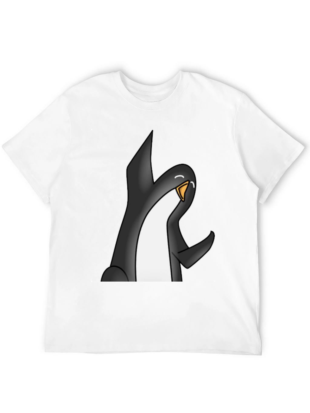 Cartoon Penguin Graphic Tee - Black Casual T-Shirt