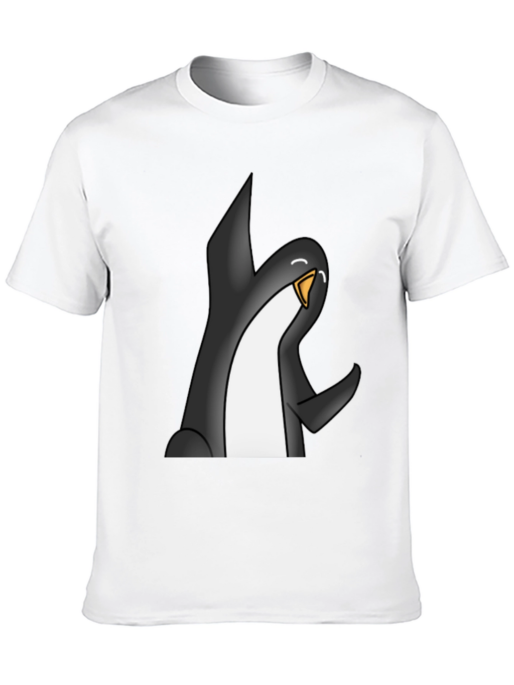 Cartoon Penguin Graphic Tee - Black Casual T-Shirt