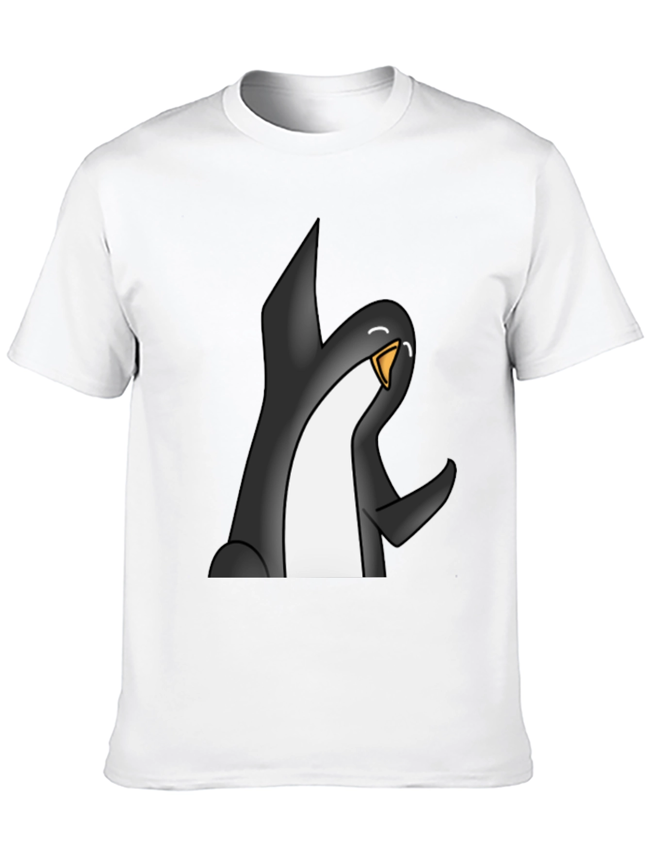 Cartoon Penguin Graphic Tee - Black Casual T-Shirt
