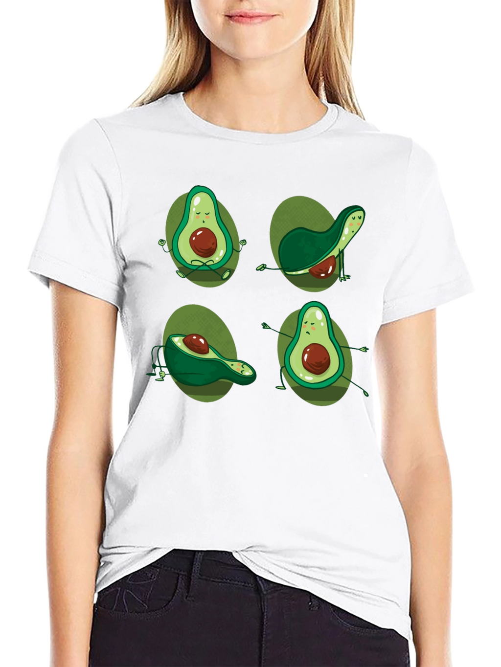 Yoga Avocado Black T-Shirt - Unique Design