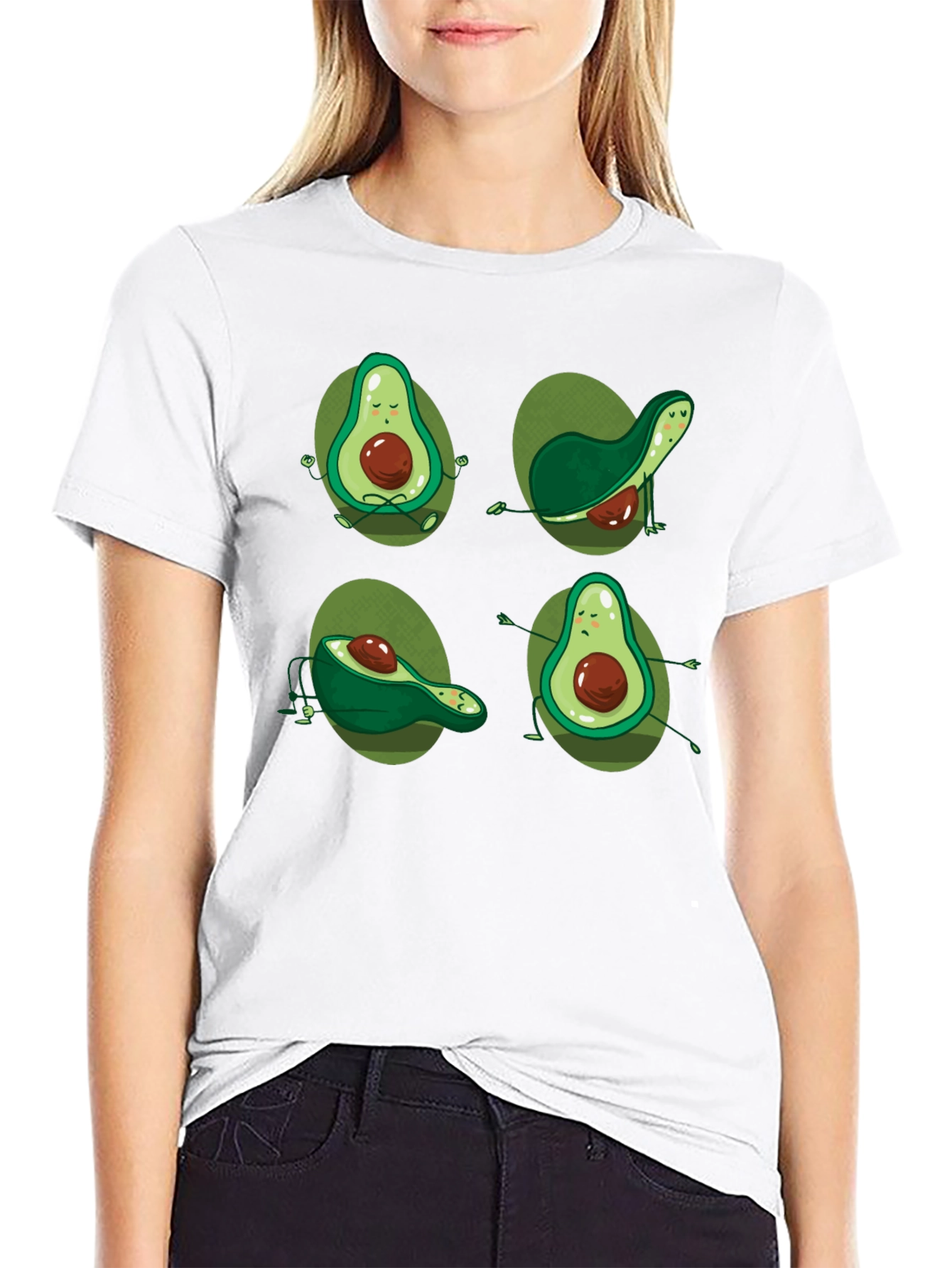 Yoga Avocado Black T-Shirt - Unique Design
