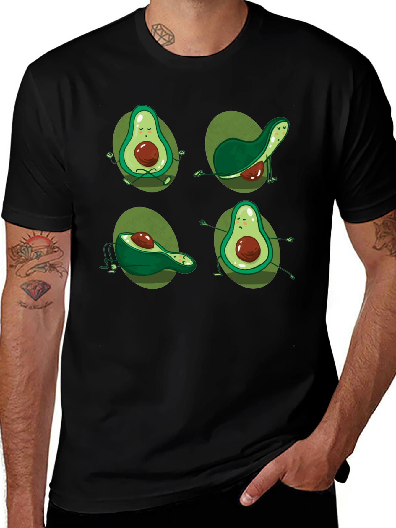 Yoga Avocado Black T-Shirt - Unique Design