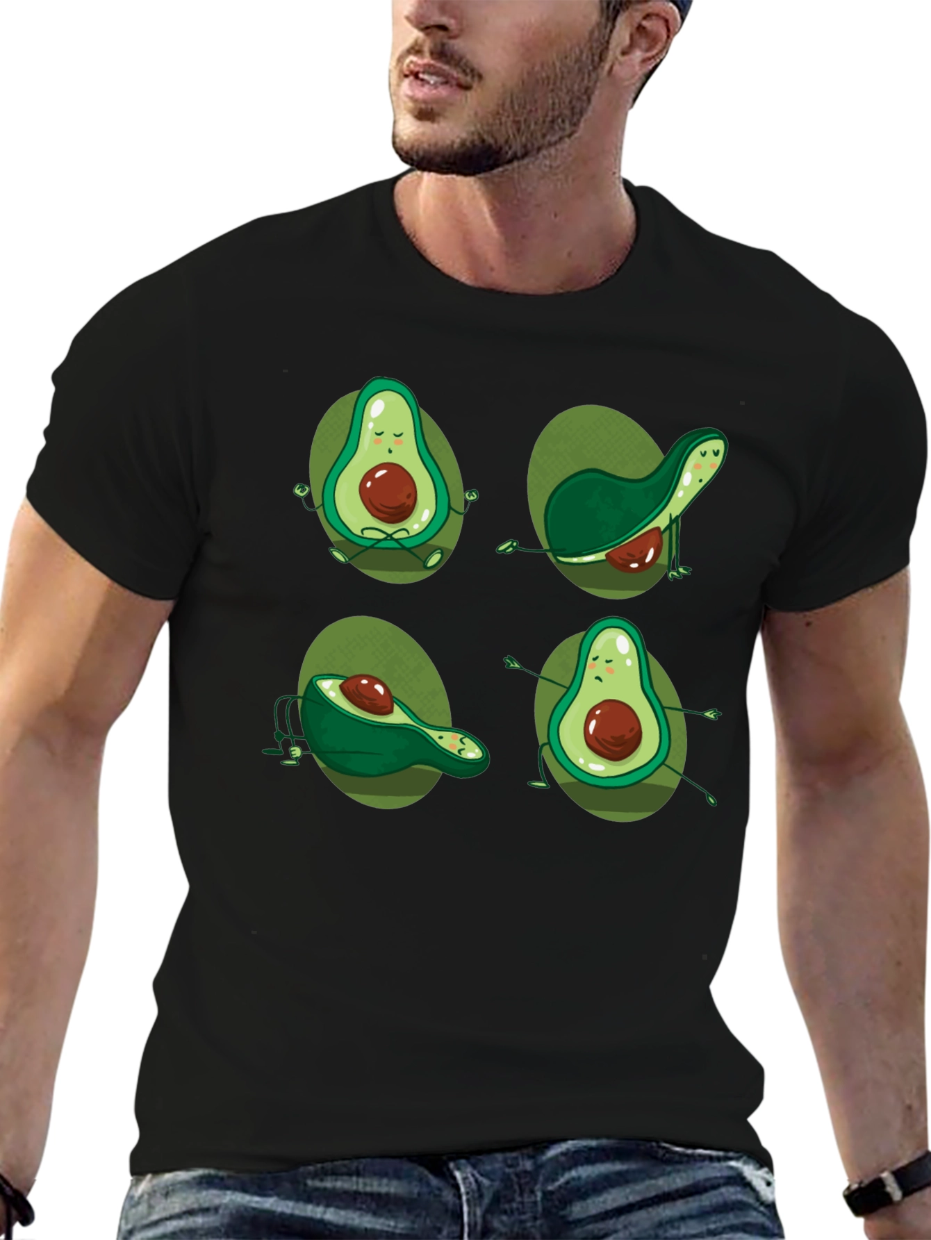 Yoga Avocado Black T-Shirt - Unique Design