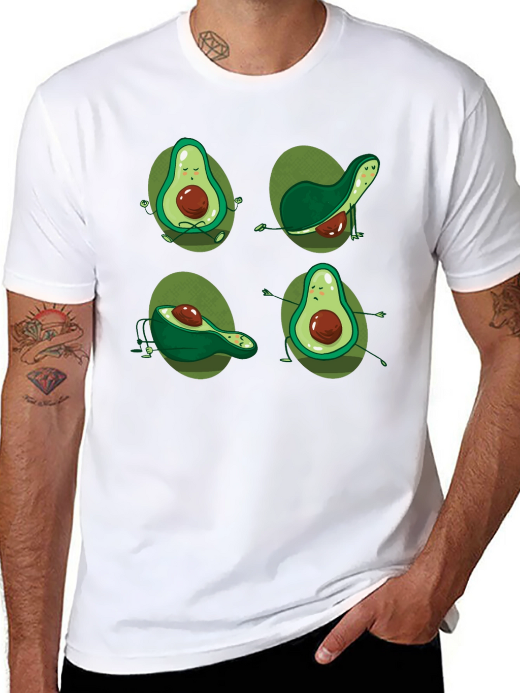 Yoga Avocado Black T-Shirt - Unique Design