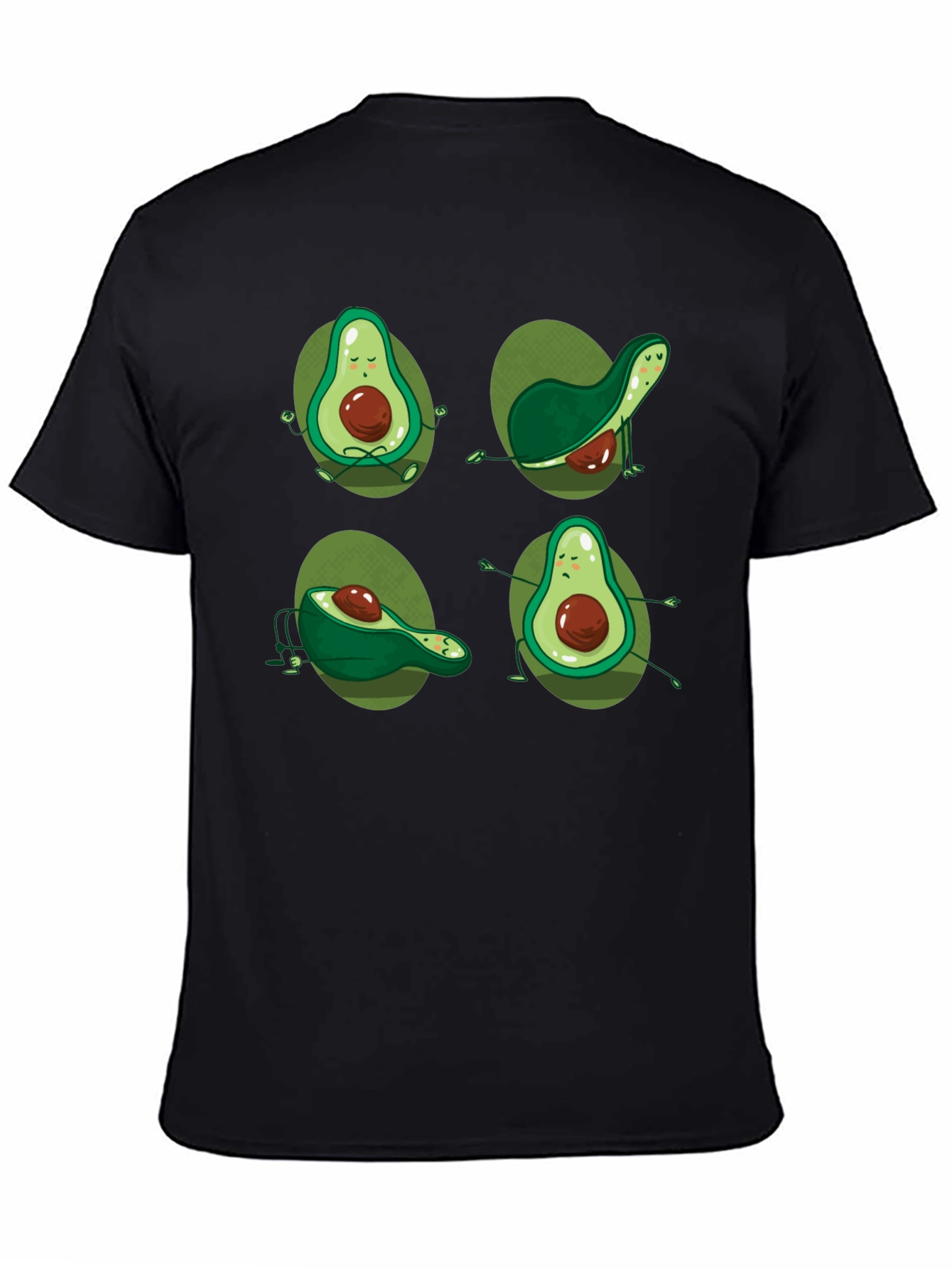 Yoga Avocado Black T-Shirt - Unique Design