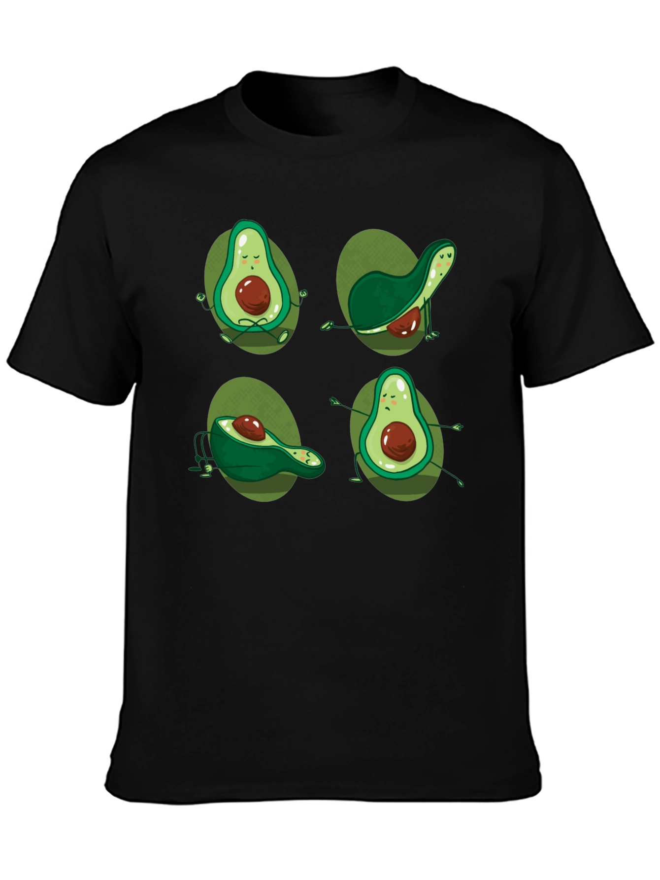 Yoga Avocado Black T-Shirt - Unique Design