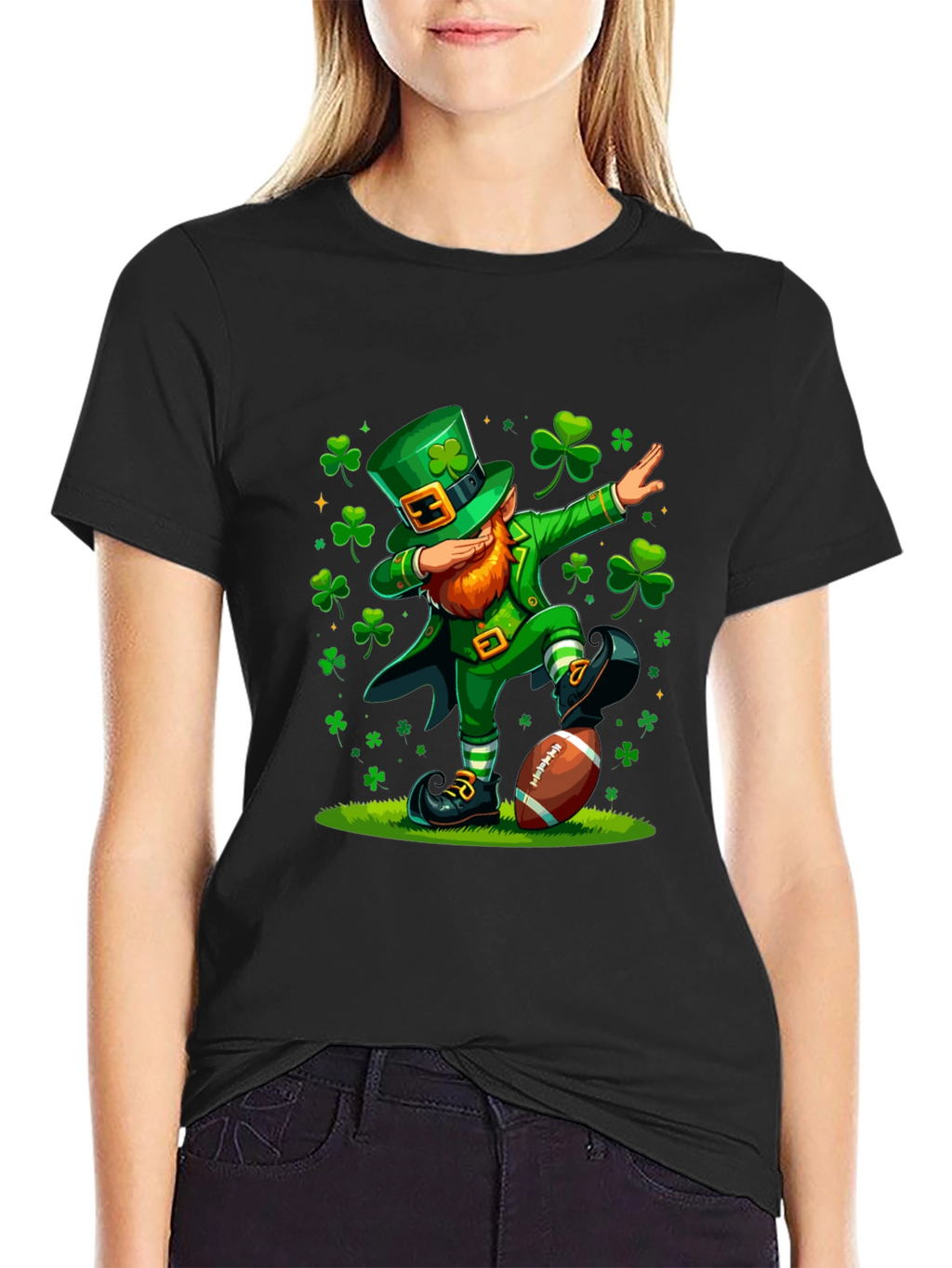 St Patricks Day Leprechaun Dabbing Football T-Shirt