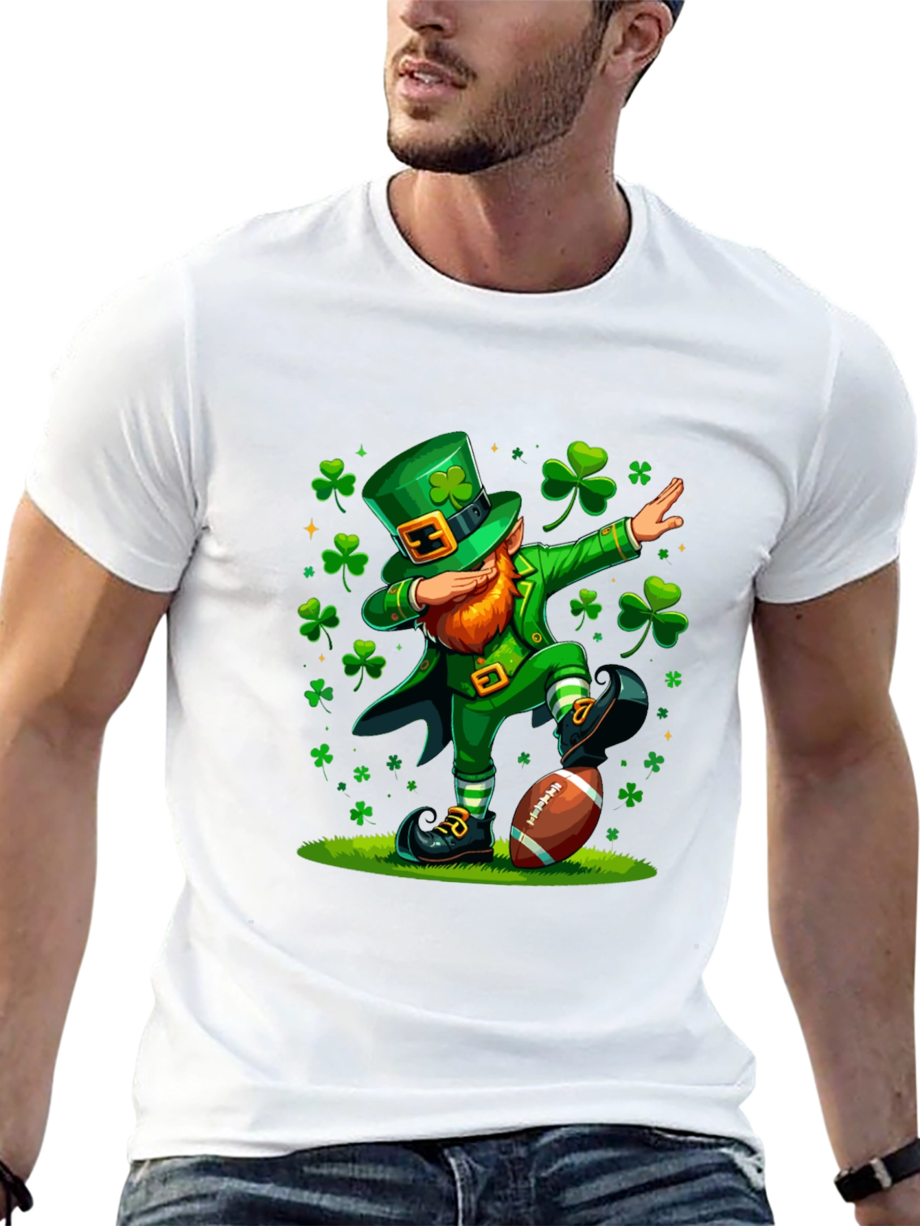 St Patricks Day Leprechaun Dabbing Football T-Shirt
