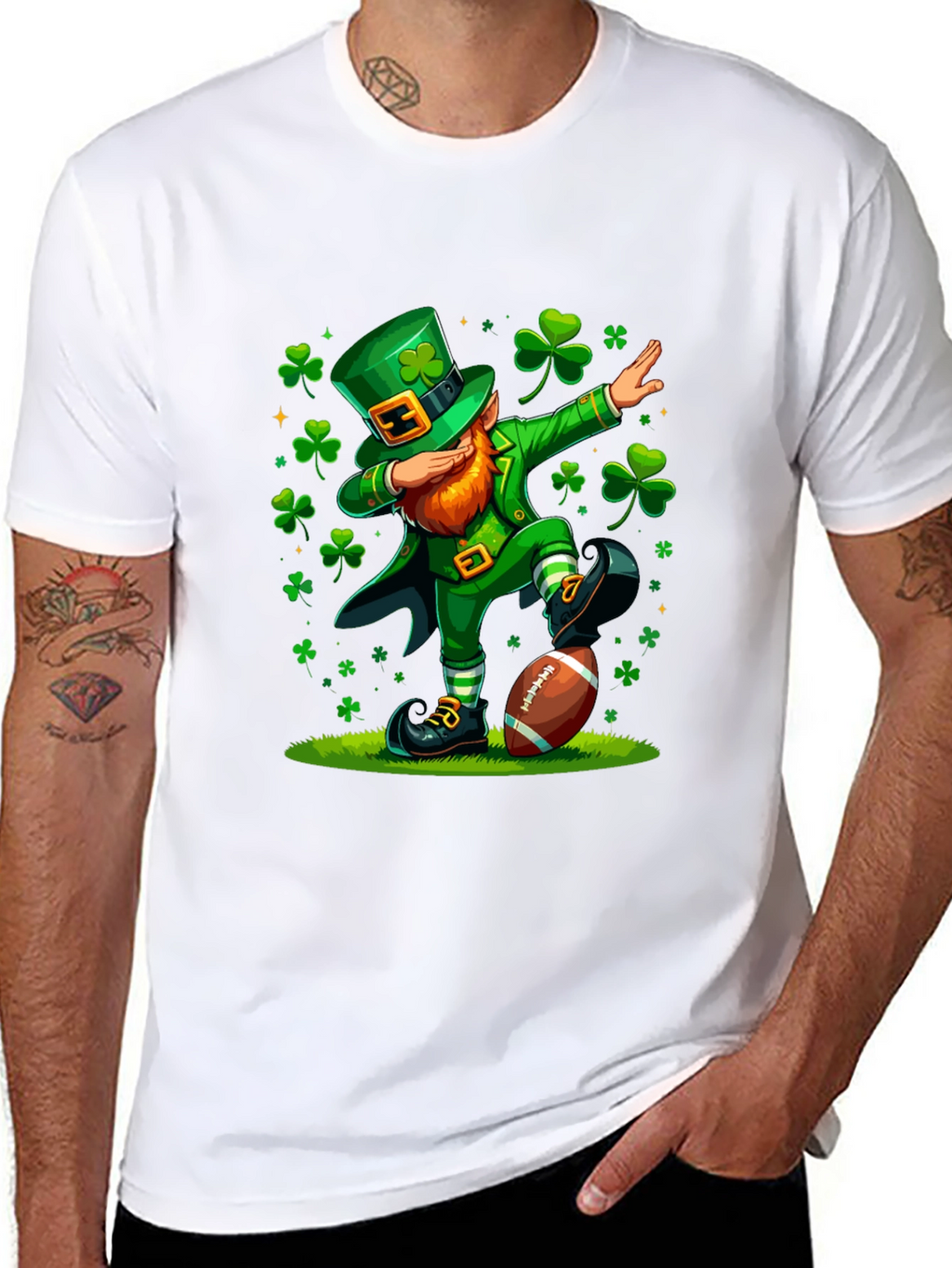 St Patricks Day Leprechaun Dabbing Football T-Shirt