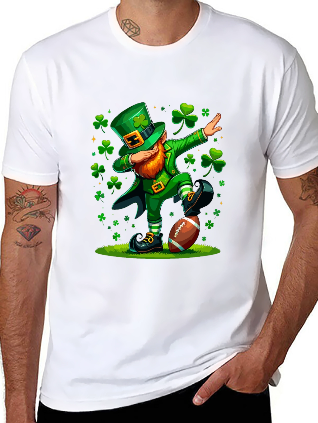 St Patricks Day Leprechaun Dabbing Football T-Shirt